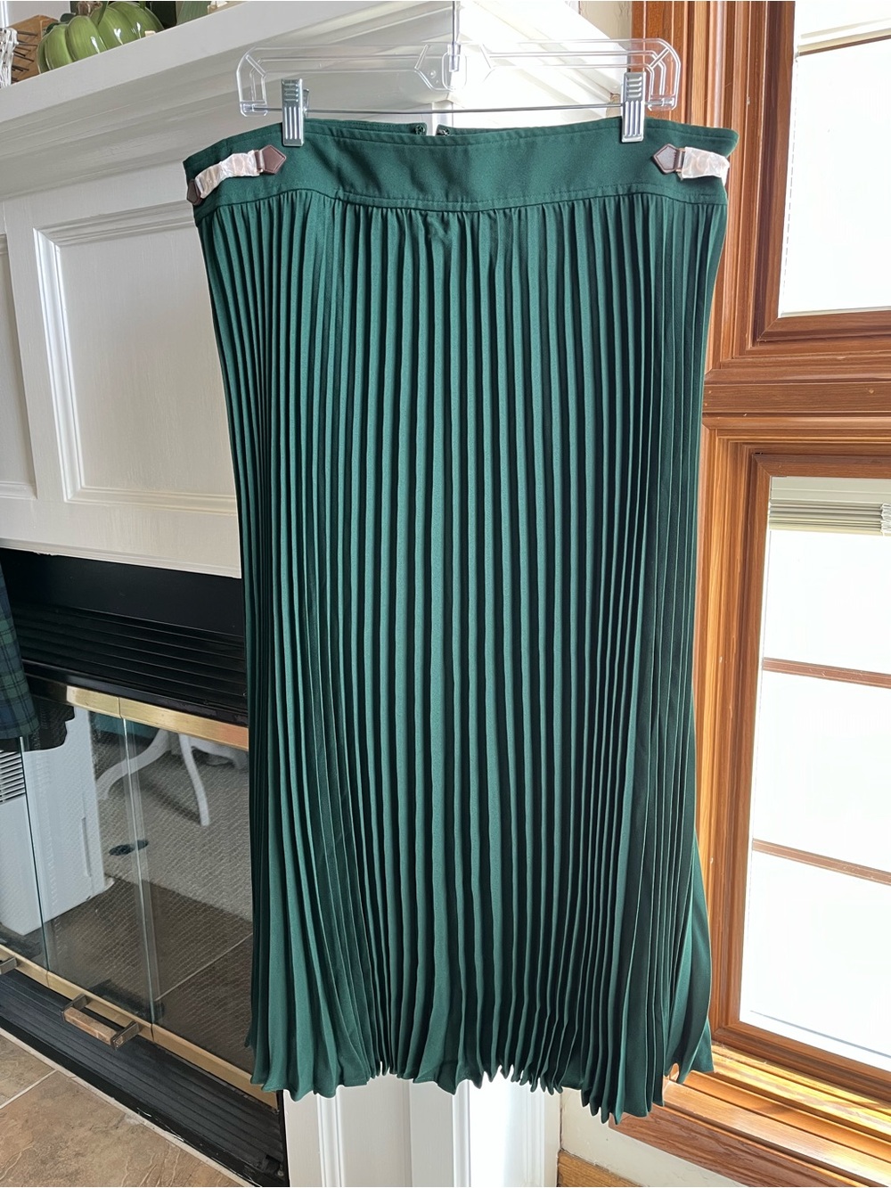 Ann Taylor Forest Green Pleated Midi Skirt NWT